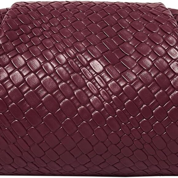 Women's Vegan Leather Purse Ruched Bag Evening Handbag Dumpling Clutch Purse - Picture 1 of 6